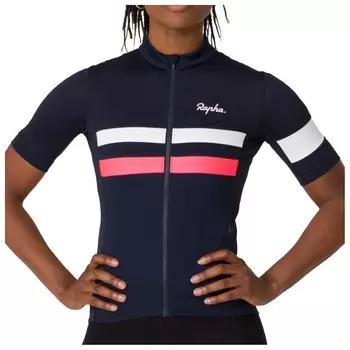 Велосипедный трикотаж Rapha Brevet Lightweight Jersey, цвет Dark Navy/High-Vis Pink/White