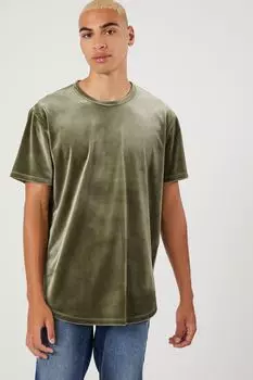 Велюровая футболка с короткими рукавами Forever 21, оливковый