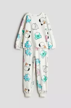 Велюровая пижама с принтом H&M, белый