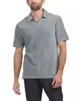 Велюровая рубашка-поло с короткими рукавами в рубчик Elie Tahari, бирюзовый