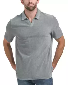 Велюровая рубашка-поло с короткими рукавами в рубчик Elie Tahari, бирюзовый