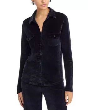 Велюровая рубашка с пуговицами спереди Majestic Filatures, синий