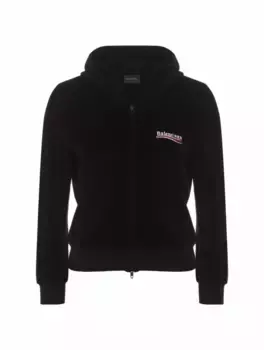 Велюровая спортивная кофта Balenciaga, черный