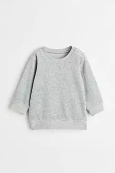 Велюровая толстовка H&amp;M, светло-серый меланж