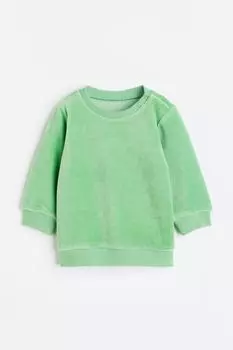 Велюровая толстовка H&M, светло-зеленый