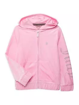 Велюровая толстовка на молнии для девочек Juicy Couture, цвет Orchid Pink