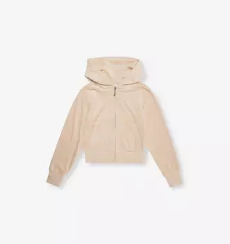 Велюровая толстовка с капюшоном на молнии с тональной вышивкой 7-16 лет Juicy Couture, серый