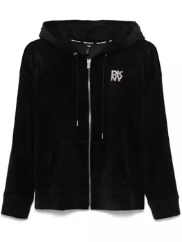 Велюровая толстовка с капюшоном, украшенная логотипом DKNY, черный