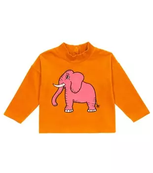 Велюровая толстовка с вышивкой Mini Rodini, оранжевый