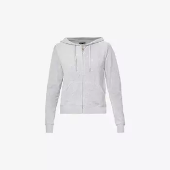 Велюровая толстовка стандартного кроя с вышитым логотипом Juicy Couture, серебряный