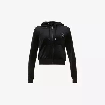 Велюровая толстовка стандартного кроя, украшенная кристаллами Juicy Couture, черный