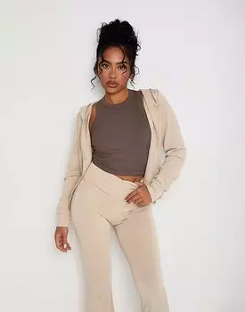 Велюровая толстовка Sunde с застежкой-молнией в цвете латте