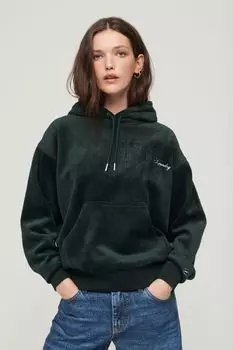 Велюровая толстовка свободного кроя с подвесным поясом Superdry, зеленый