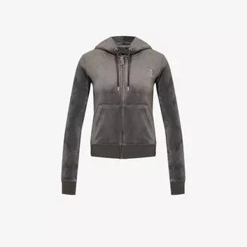 Велюровая толстовка в рубчик, украшенная стразами Juicy Couture, цвет top hat