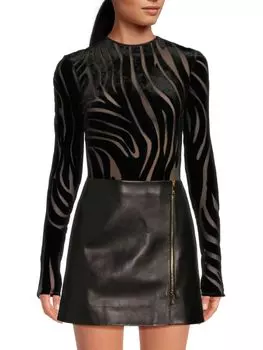 Велюровое боди с зеброй Versace, черный