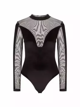 Велюровое боди Sandro, черный