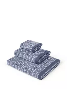 Велюровое хлопковое полотенце с цепочным узором Coincasa, синий