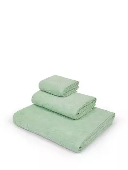 Велюровое хлопковое полотенце с цветочным мотивом Coincasa, зеленый