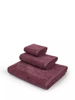 Велюровое хлопковое полотенце с цветочным мотивом Coincasa, фиолетовый