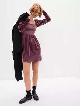 Велюровое мини-платье Gap, фиолетовый