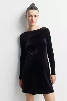 Велюровое платье mama с глубоким вырезом сзади H&M, черный