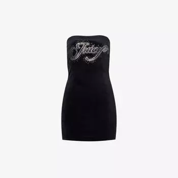 Велюровое платье мини Anderson со стразами Juicy Couture, черный