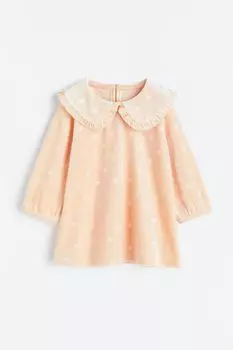 Велюровое платье с воротником H&amp;M, светло-коралловый