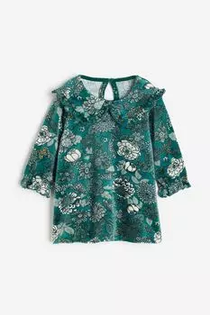 Велюровое платье с воротником H&M, зеленый