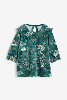 Велюровое платье с воротником H&M, зеленый