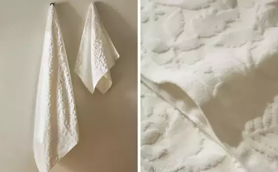 Велюровое жаккардовое полотенце Zara Home, цвет Oyster White