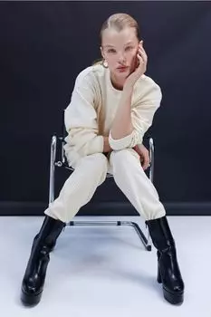 Велюровые джоггеры H&amp;M, сливочный