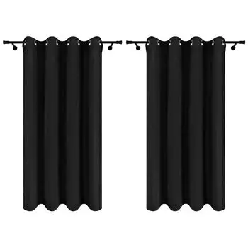 Велюровые шторы с люверсами 140х260 см 2 шт. Графитово-серые шторы с отделкой Voppi, черный