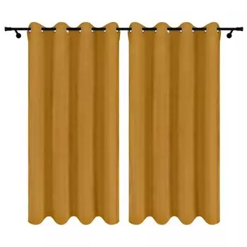 Велюровые шторы с рюшами на ленте 140х160 см 2 шт черные Готовые шторы Voppi, желтый