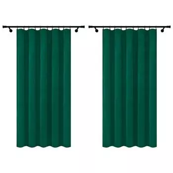 Велюровые шторы с рюшами на ленте 140х240 см 2 шт. зеленые темно-зеленые готовые шторы Voppi, зеленый