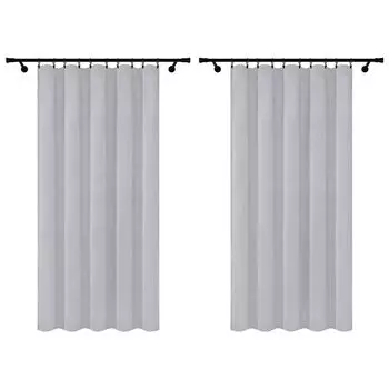 Велюровые шторы с рюшами на ленте 140х240 см 2 шт. Горчично-желтые шторы с отделкой Voppi, серый