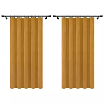 Велюровые шторы с рюшами на ленте 140х250 см 2 шт. Графитово-серые шторы с отделкой Voppi, желтый