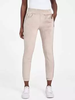 Велюровые спортивные брюки Eco Janess с логотипом и лентой Guess Factory, цвет moondust