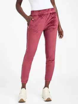 Велюровые спортивные брюки Eco Janess с логотипом и лентой Guess Factory, цвет mystic wine
