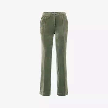 Велюровые спортивные брюки прямого кроя со средней посадкой, украшенные стразами Juicy Couture, цвет thyme482