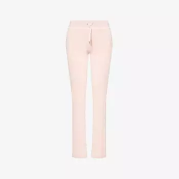 Велюровые спортивные брюки прямого кроя со средней посадкой, украшенные стразами Juicy Couture, цвет almond blossom