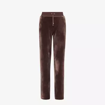 Велюровые спортивные брюки прямого кроя со средней посадкой, украшенные стразами Juicy Couture, коричневый