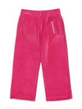 Велюровые спортивные брюки с логотипом для маленьких девочек и девочек Khrisjoy, цвет vibrant pink