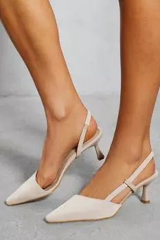 Велюровые туфли на каблуке с открытой пяткой MISSPAP, нюд