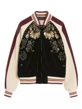 Велюровый бомбер с вышивкой VALENTINO GARAVANI, черный