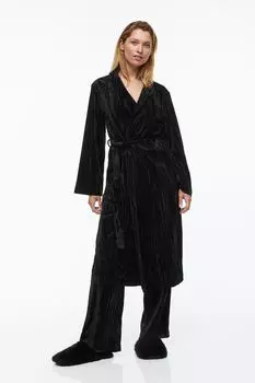 Велюровый халат H&amp;M, черный