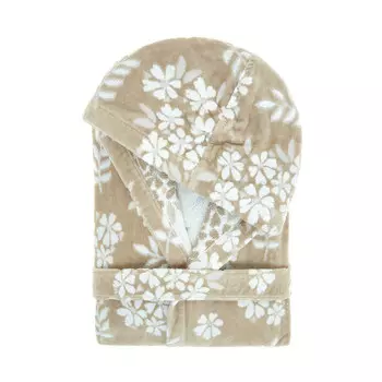 Велюровый хлопковый халат Portofino с цветочным узором Coincasa, бежевый