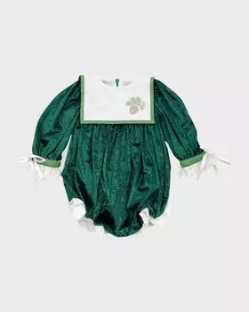 Велюровый комбинезон Everly Damask для девочек, размер 3M-3 Petite Maison Kids, цвет Green