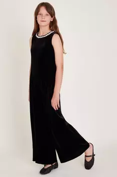 Велюровый комбинезон Laurelie с бантом Monsoon, черный