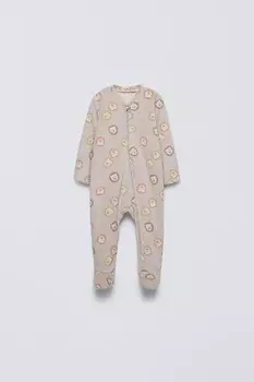 Велюровый спальный комбинезон львенка ZARA, кэмел