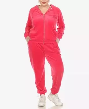 Велюровый спортивный костюм больших размеров, комплект домашней одежды из 2 предметов White Mark, розовый